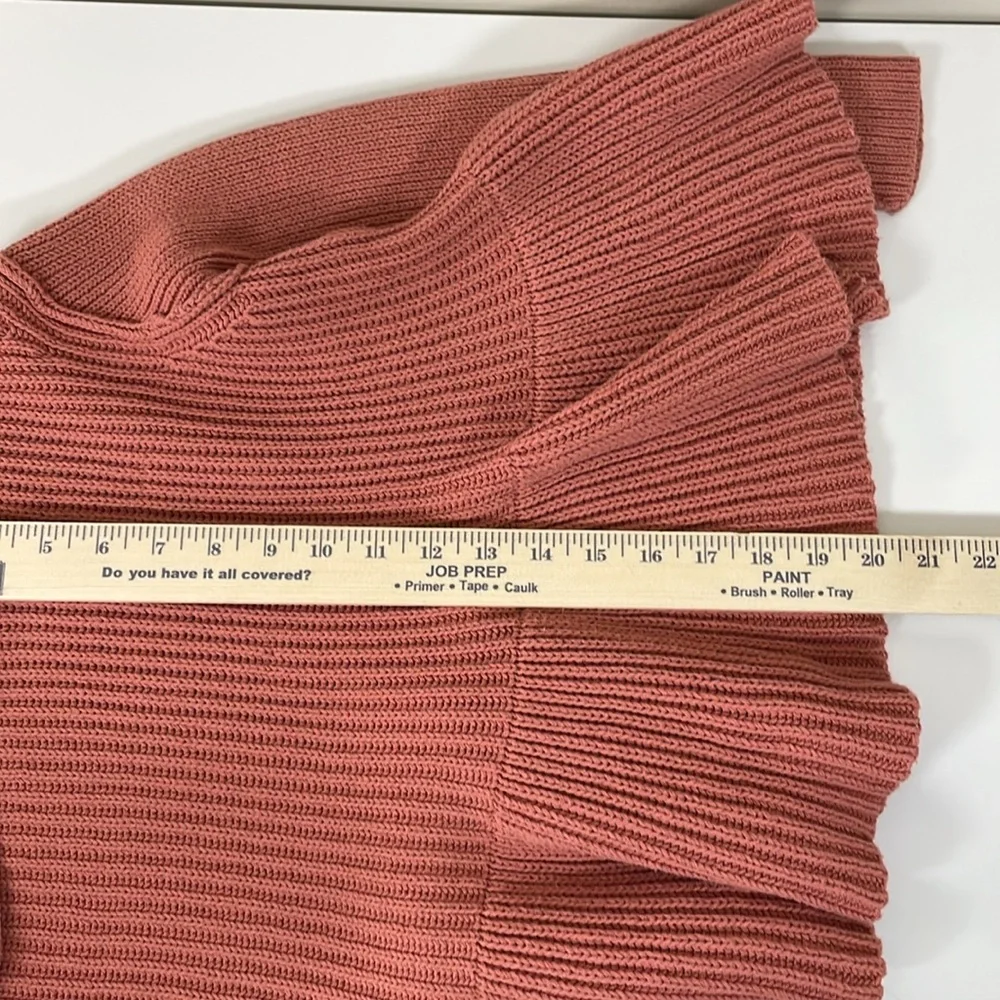 FREE PEOPLE Womens XS Dusty Rose Peplum Cowl Neck Sweater Boho Oversize Feminine